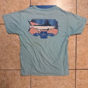 Guy Harvey Mens‎ Blue Marlin Graphic T-Shirt Short Sleeve Pocket Tee